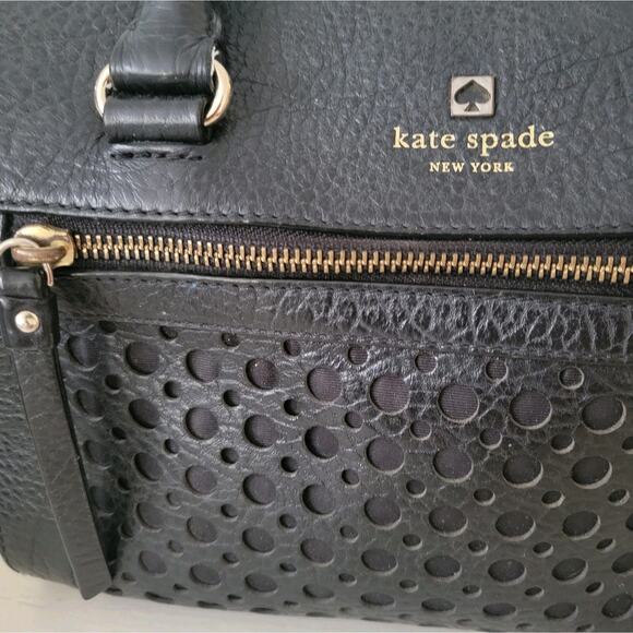 Kate Spade Black Romy Perri Lane Leather Perforated Satchel/Crossbody Bag - Picture 3 of 16